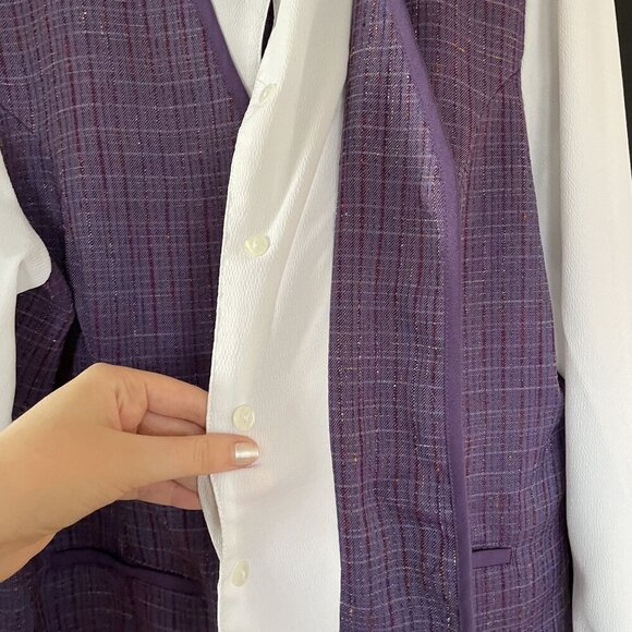 Allison Daley purple white vintage schoolgirl preppy button down top women's 16 - Picture 6 of 9